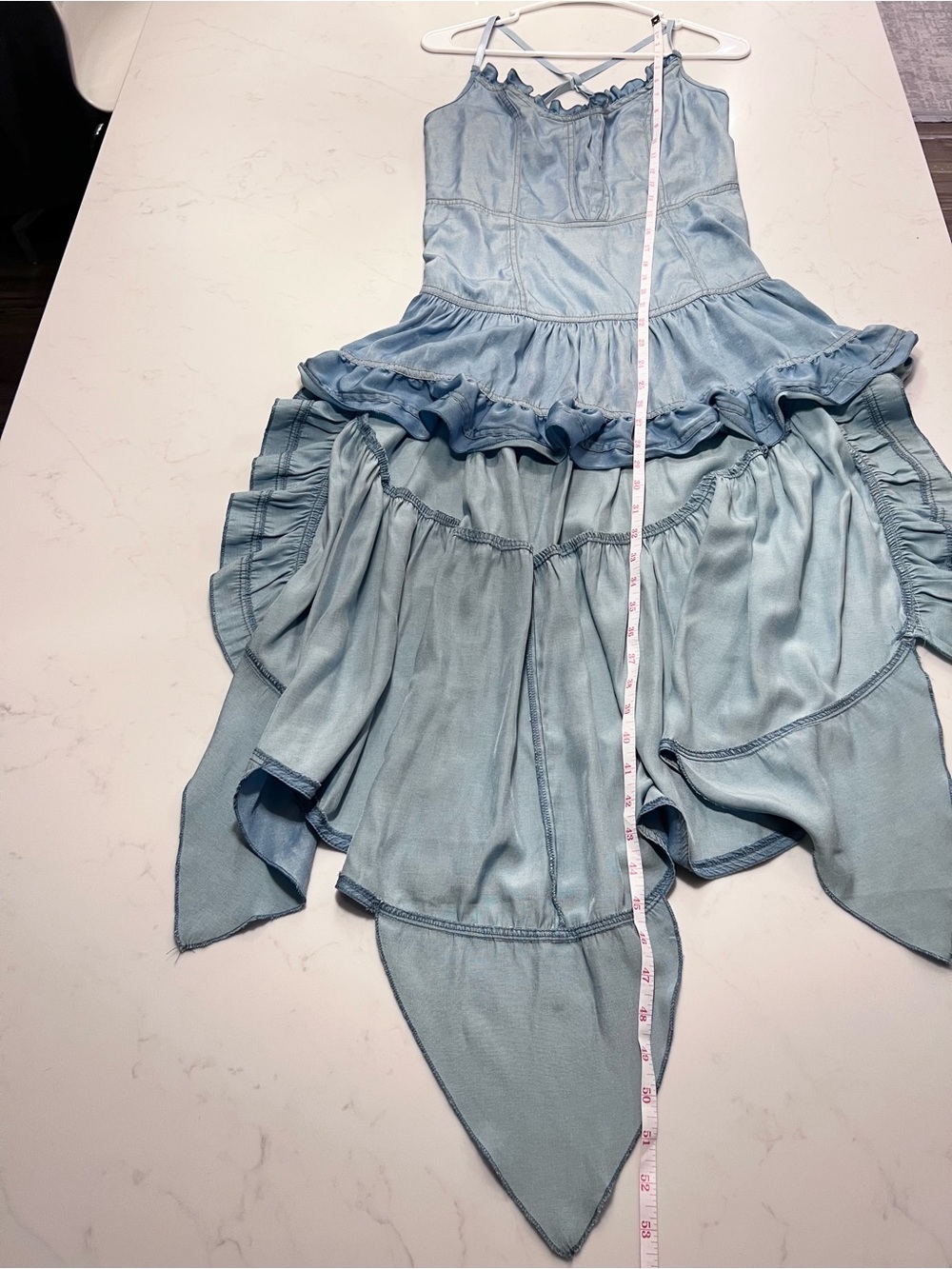 Light Blue Ruffle High-Low Dress - Picture 12 of 15